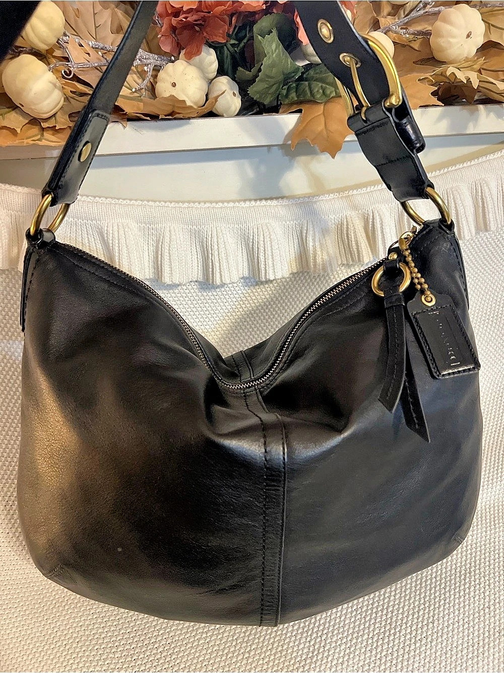 🖤✨ Vintage 2008 Coach Ergo Black Leather Slouchy Hobo Bag F11893 ✨🖤